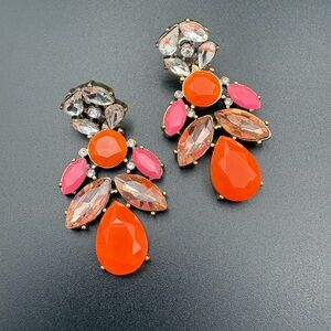 Vibrant Orange and Pink Statement Earrings